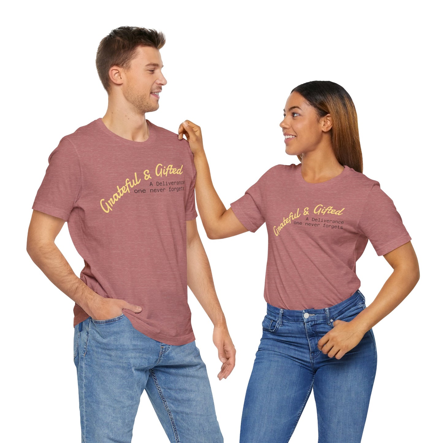 Grateful & Gifted Tee - Unisex Jersey Short Sleeve T-Shirt, Inspirational Gift, Casual Wear, Celebration Shirt, Everyday Comfort
