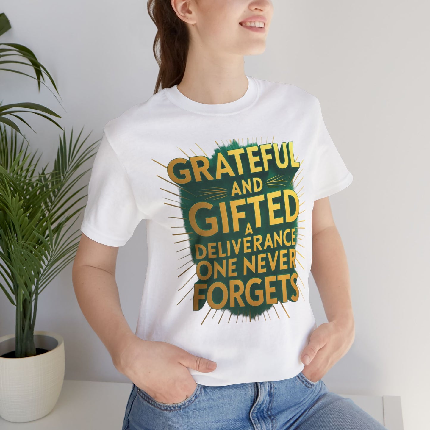Grateful and Gifted T-Shirt | Unisex Jersey Tee for Celebrations, Birthday Gift, Inspirational Apparel, Everyday Wear
