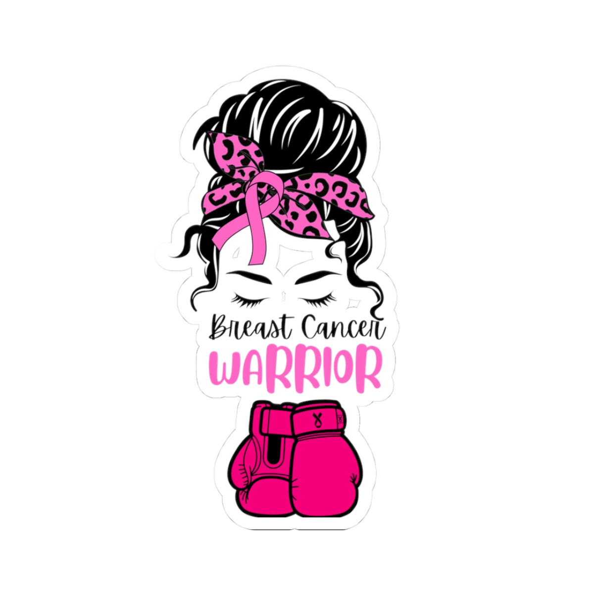 Empowered Warrior Kiss-Cut Stickers | Breast Cancer Awareness, Support, Motivational, Fitness Decor, Gift for Fighters