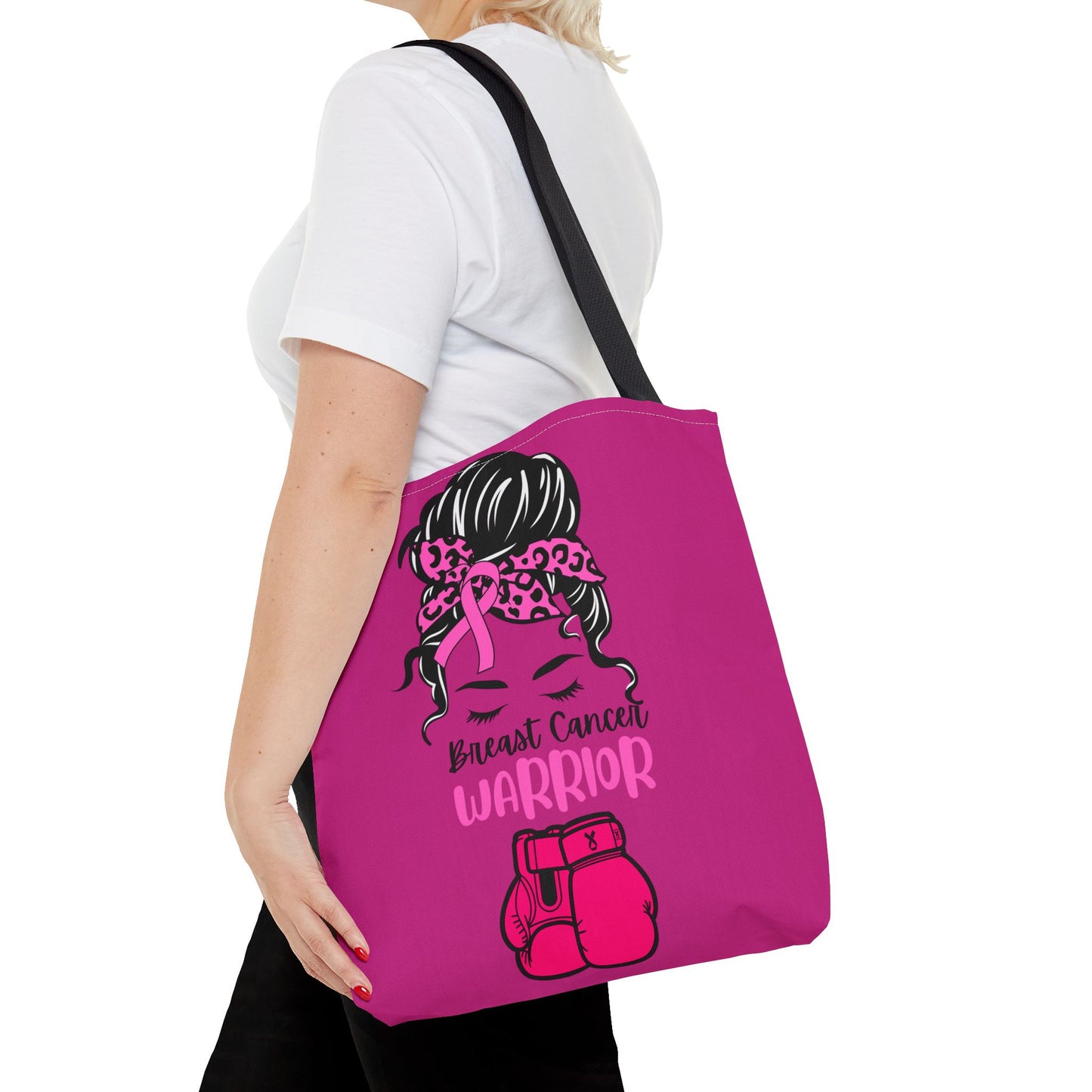 Empowering Warrior Tote Bag - Breast Cancer Awareness, Gift for Survivors, Inspirational, Pink Fighter Bag, Supportive Tote