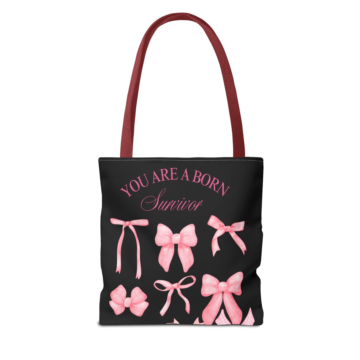 Empowering Pink Ribbon Tote Bag, Breast Cancer Awareness, Survivor Gift, Inspirational Bag, Bows & Ribbons Design, Supportive Gift