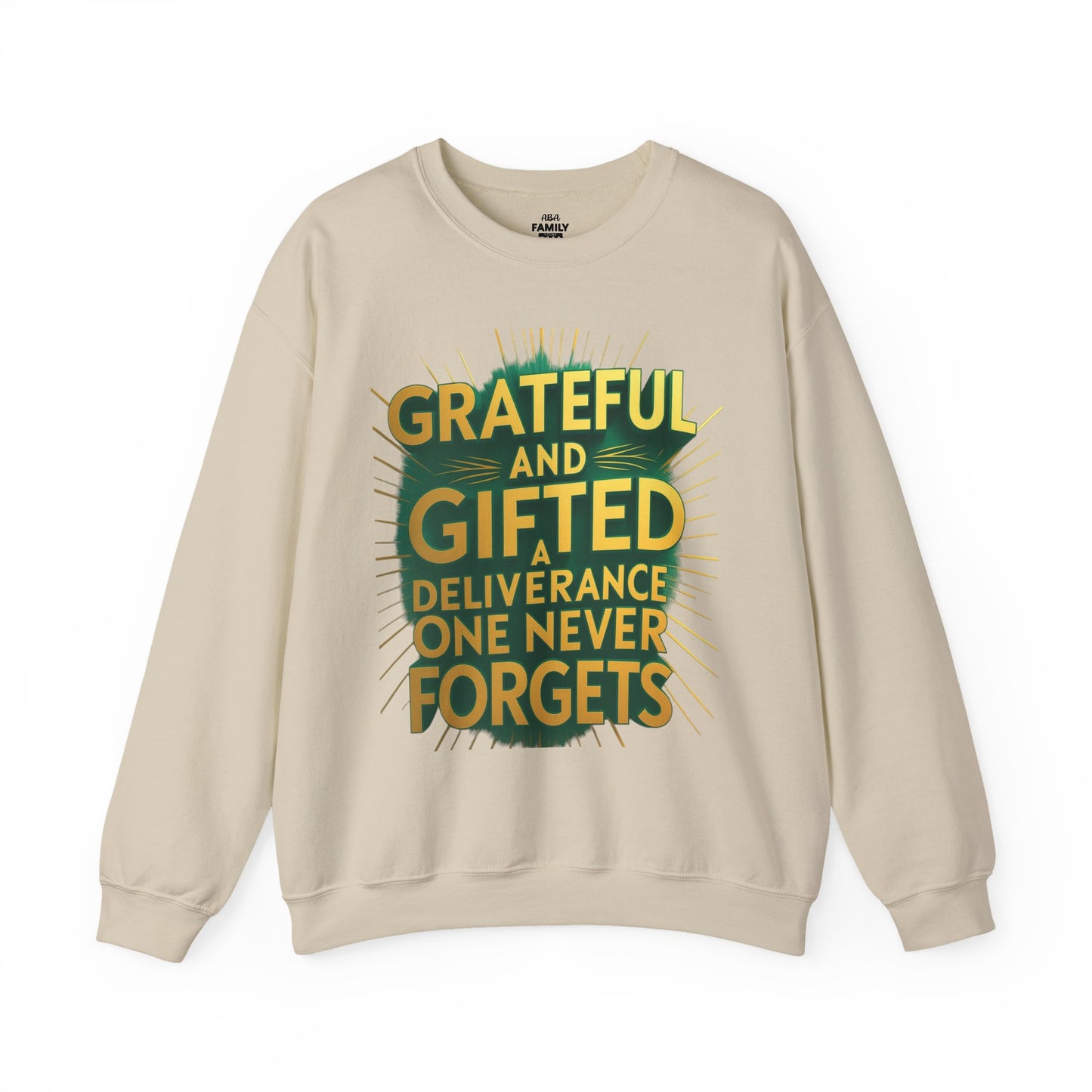 Grateful & Gifted Crewneck Sweatshirt, Unisex Gift for Thanksgiving, Cozy Relaxed Fit, Holiday Clothing, Inspirational Apparel
