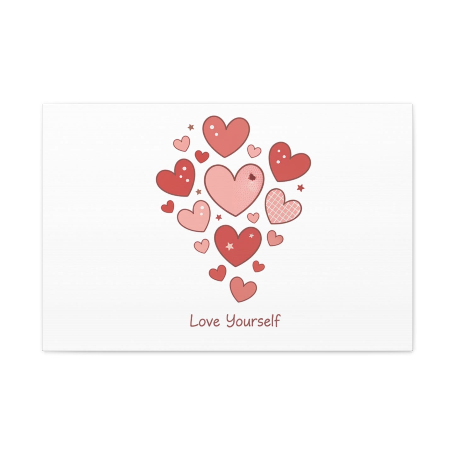 Love Yourself Canvas Wall Art — Watercolor Hearts Inspirational Home Decor
