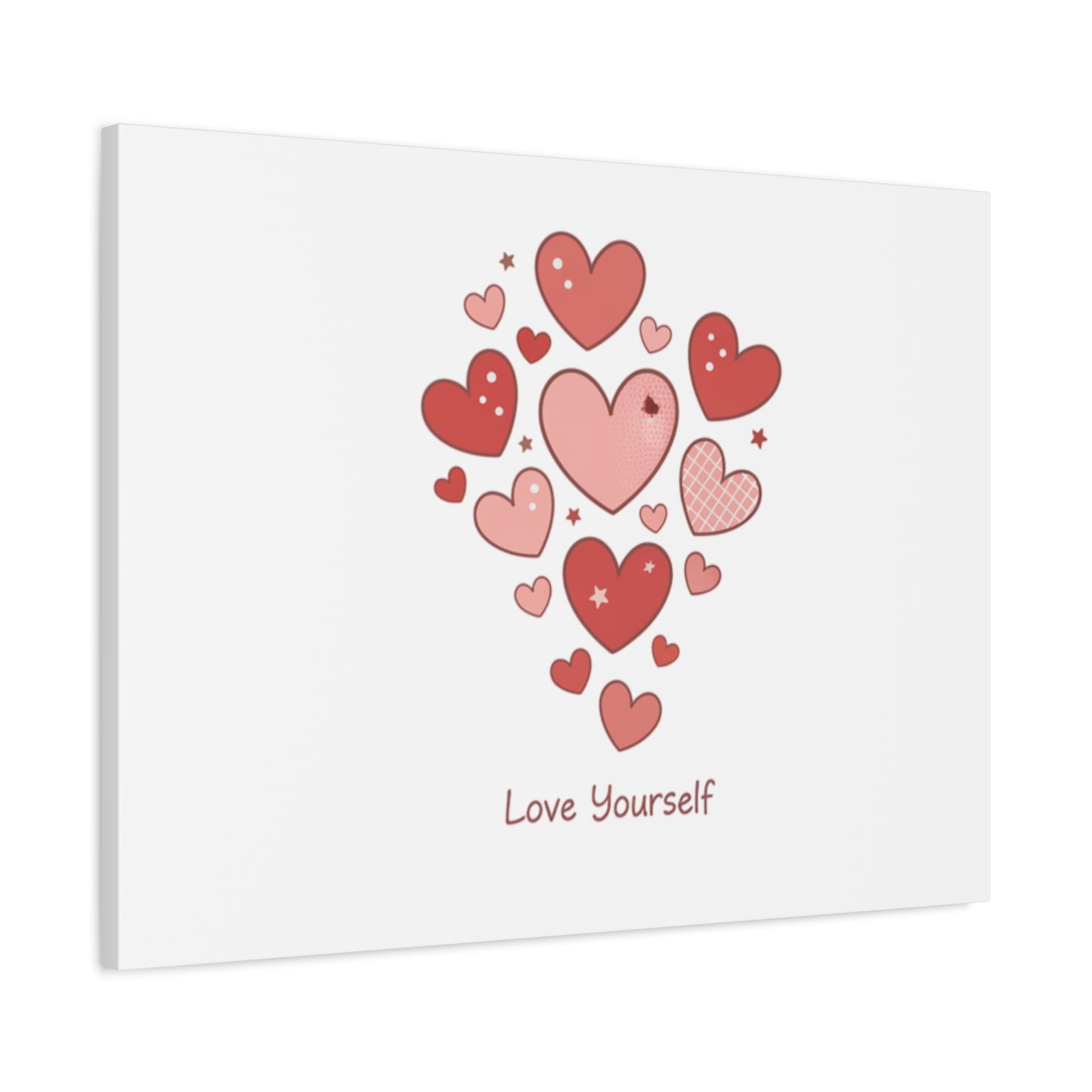 Love Yourself Canvas Wall Art — Watercolor Hearts Inspirational Home Decor