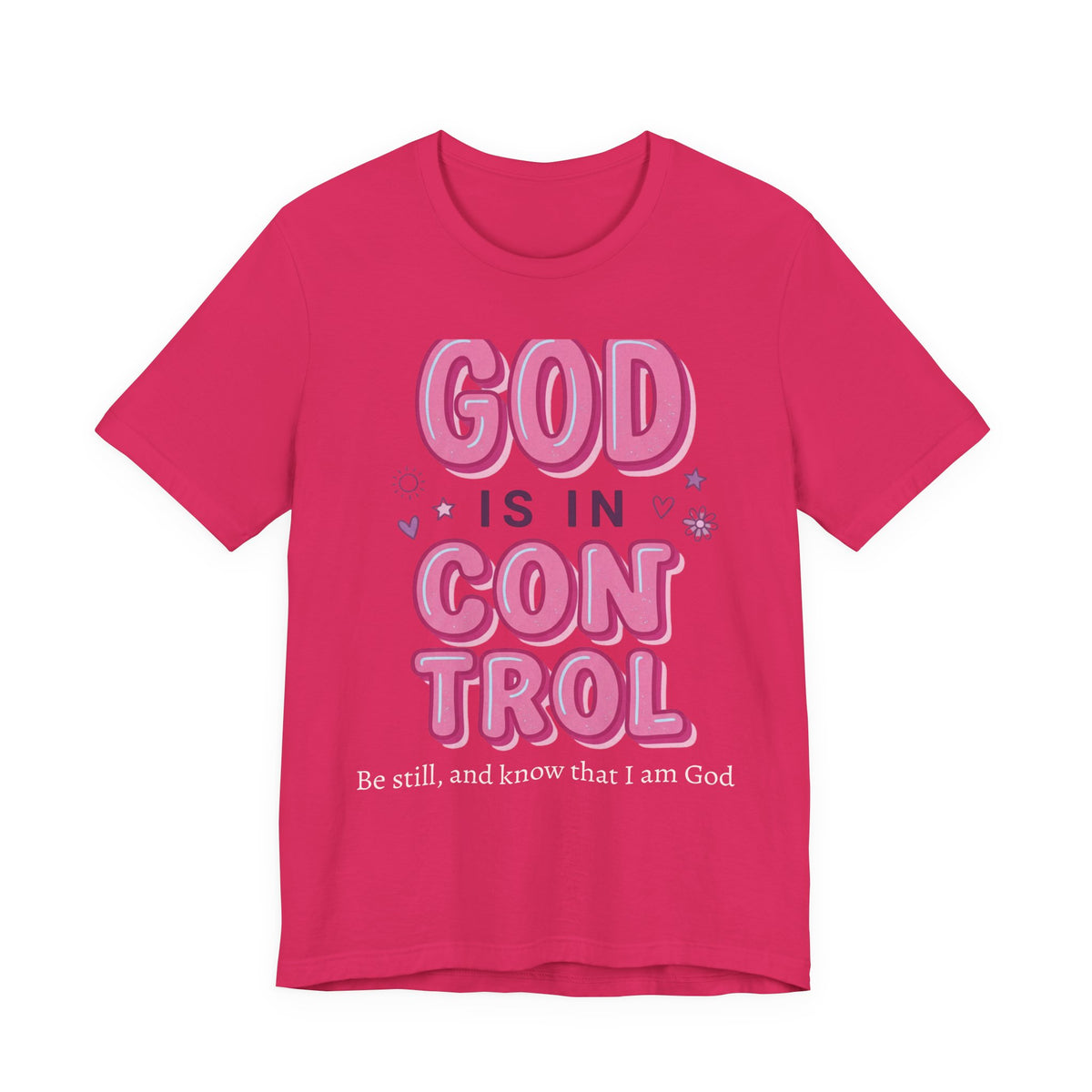 God Is In Control Tee | Christian faith shirt, playful rainbow script