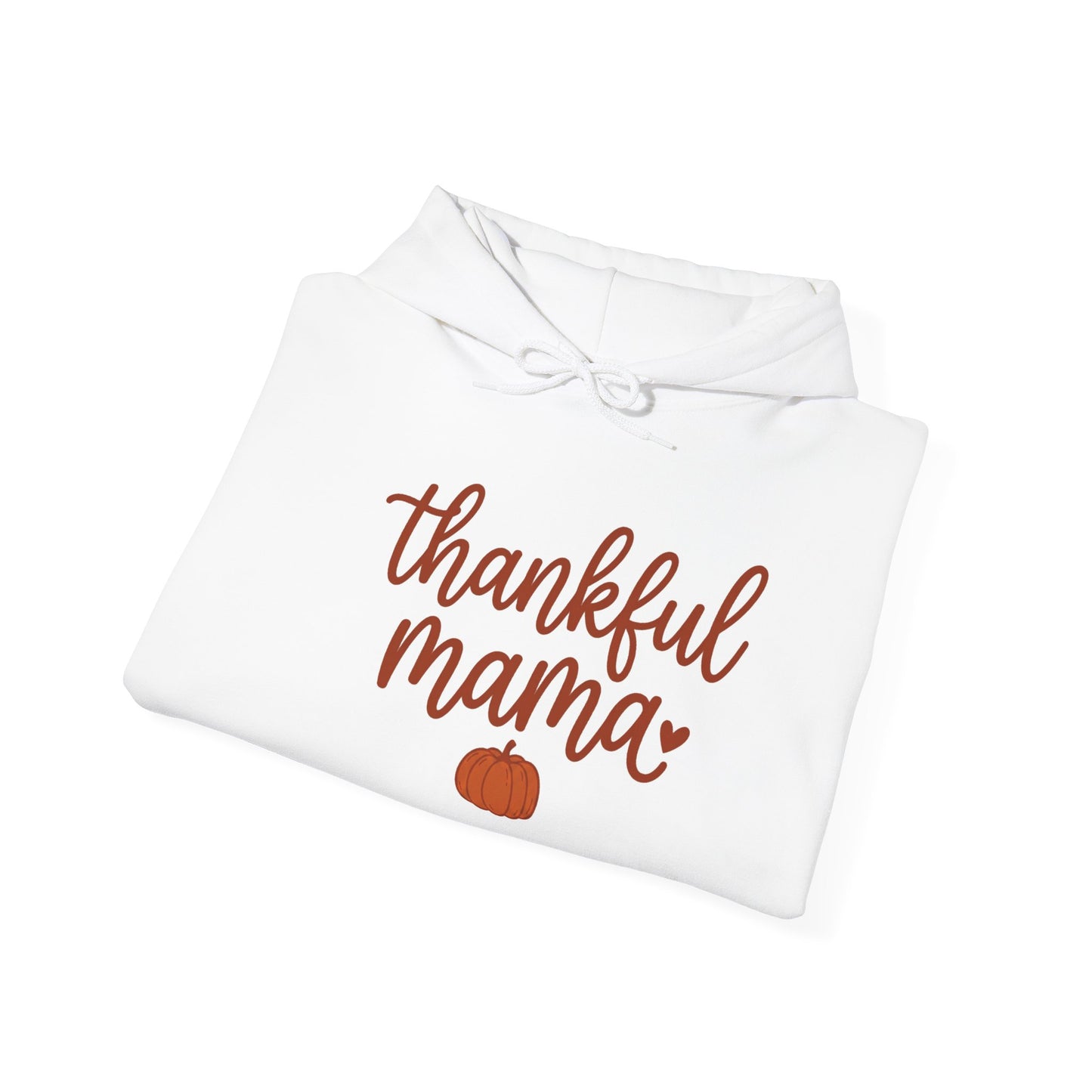 Thankful Mama Hoodie | Thanksgiving Fall Leaves, Pumpkin Accent