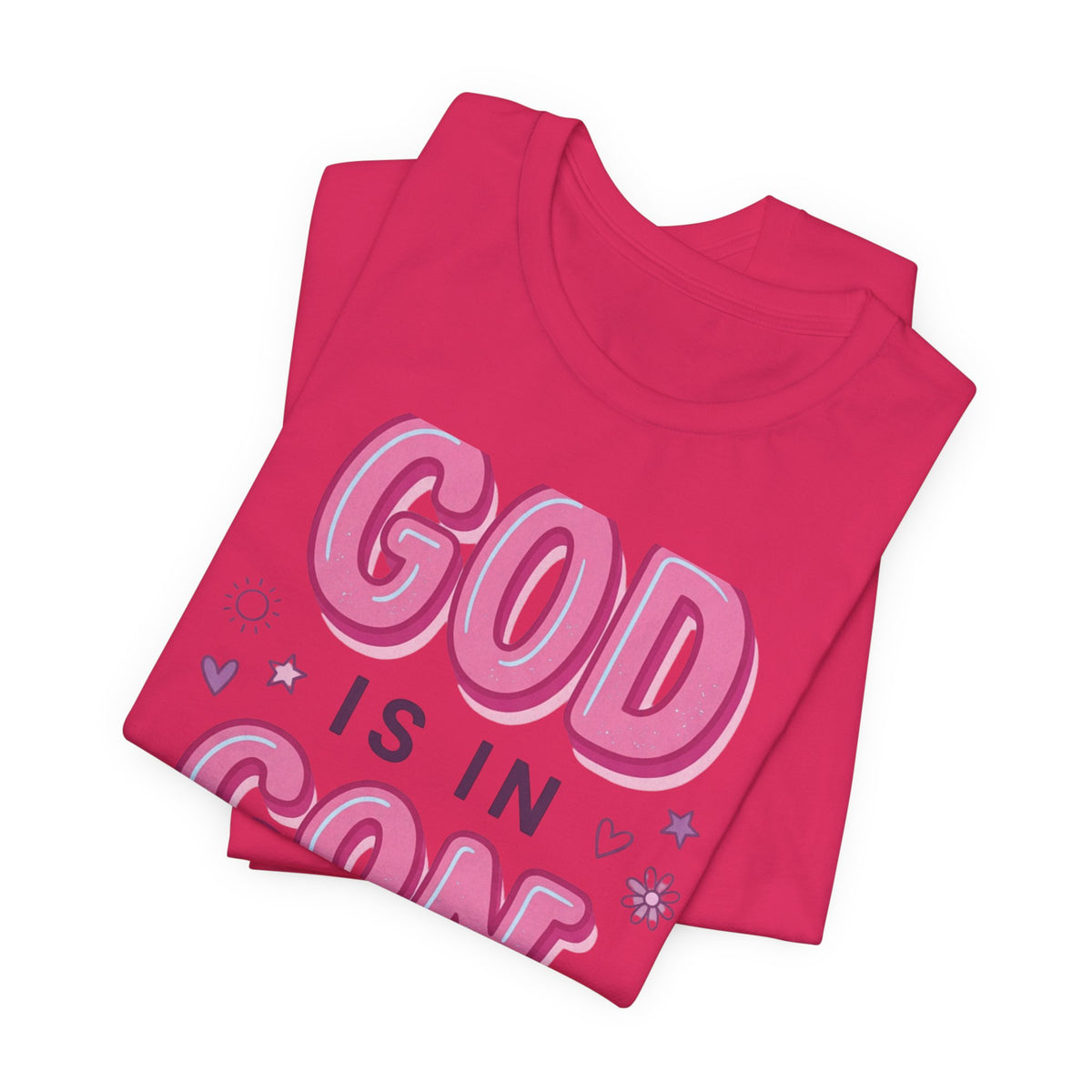 God Is In Control Tee | Christian faith shirt, playful rainbow script