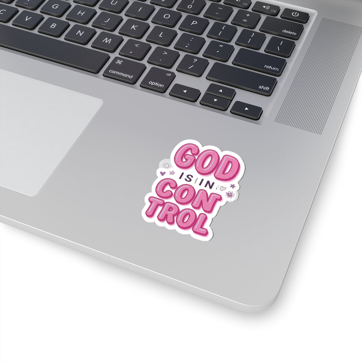 God Is In Control Sticker | Christian faith, playful rainbow script
