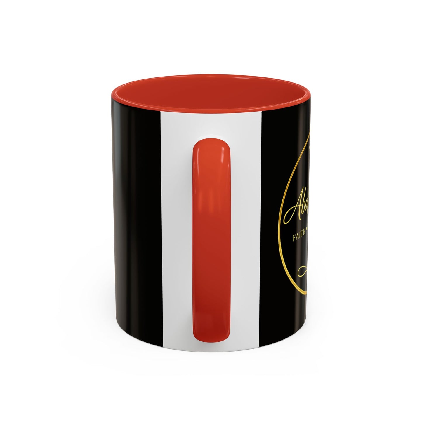 Black Accent Coffee Mug — "Abafamilystore: Faith • Family • Purpose" Gold Logo
