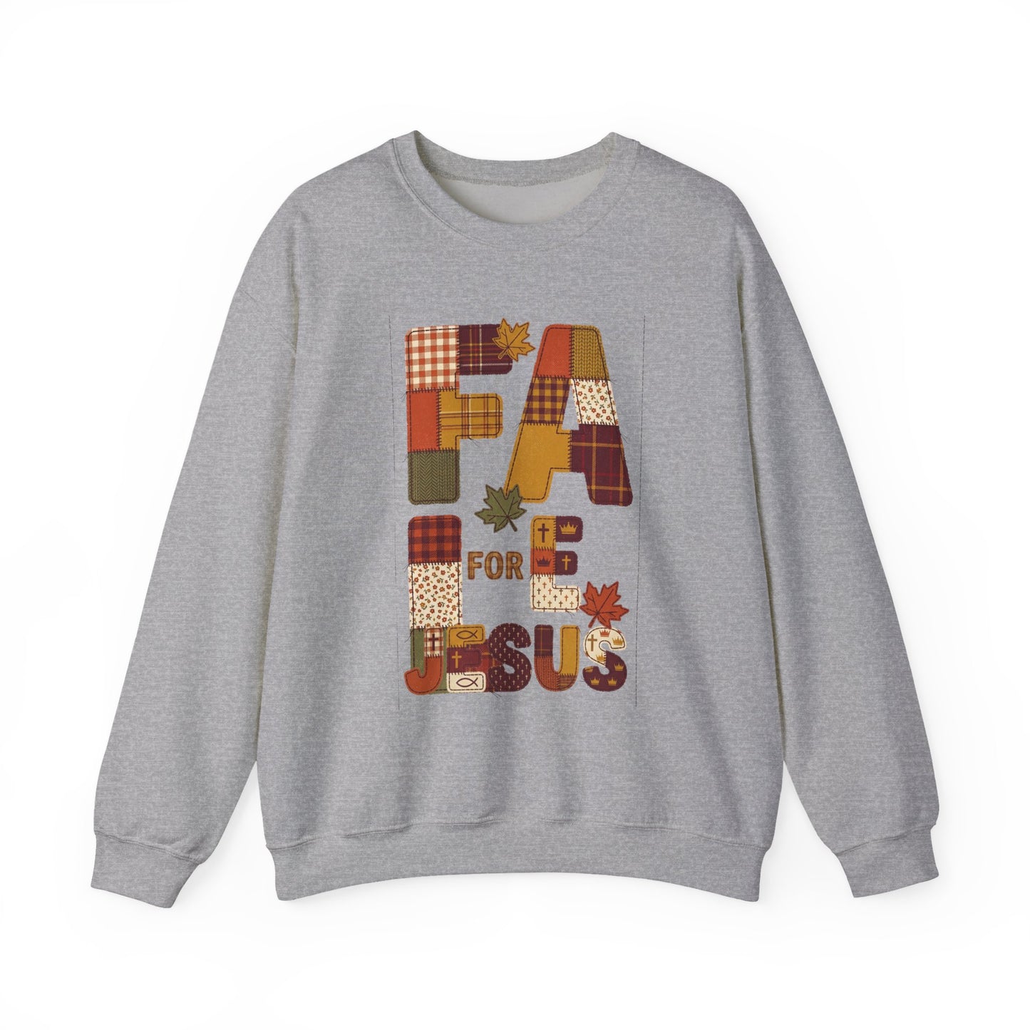 Fall Patchwork "Fae for Jesus" Crewneck Sweatshirt | Thanksgiving Harvest