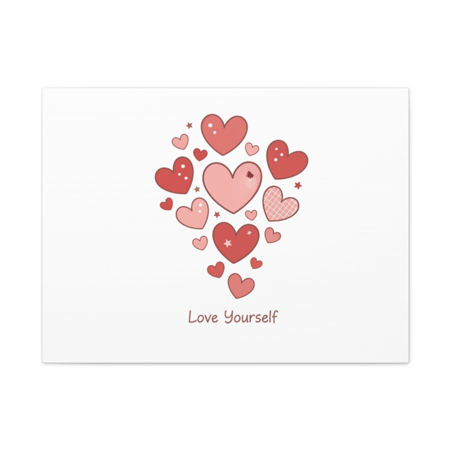 Love Yourself Canvas Wall Art — Watercolor Hearts Inspirational Home Decor