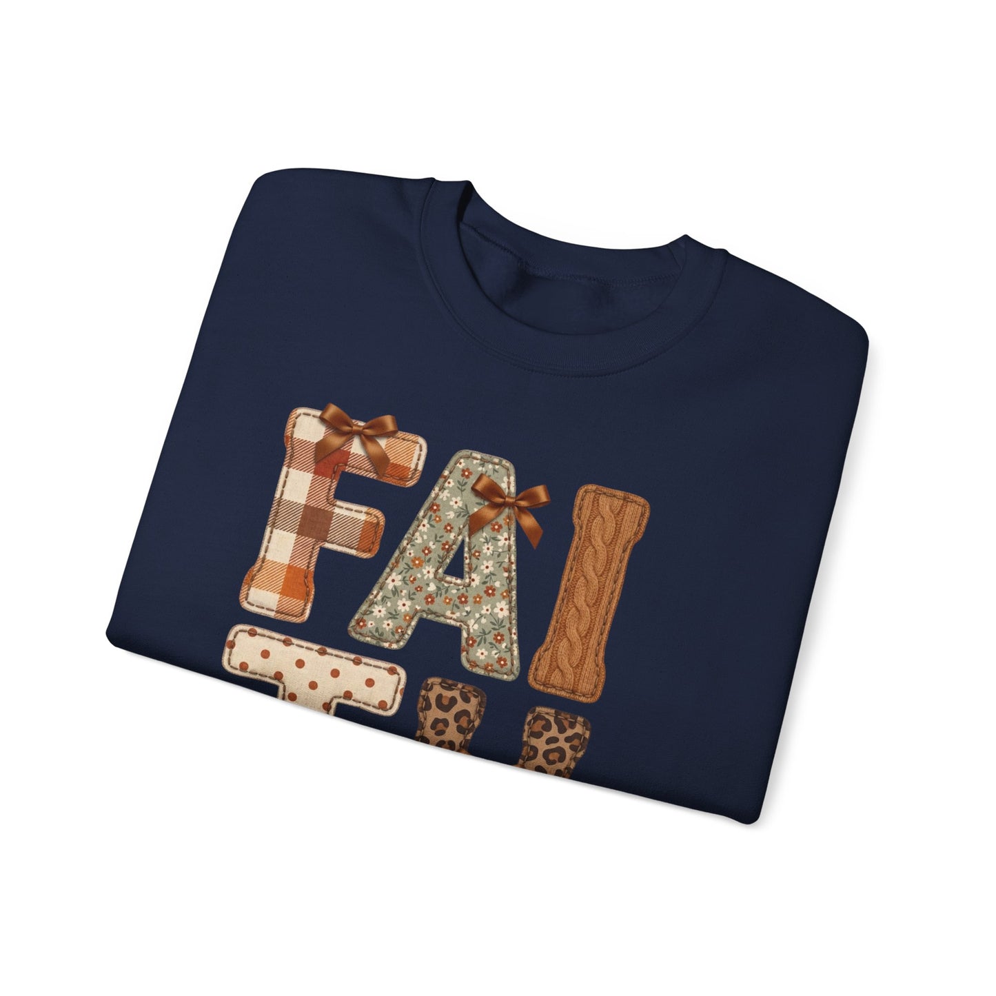 Faith Fall Crewneck Sweatshirt | Christian Autumn, Leaves & Plaid
