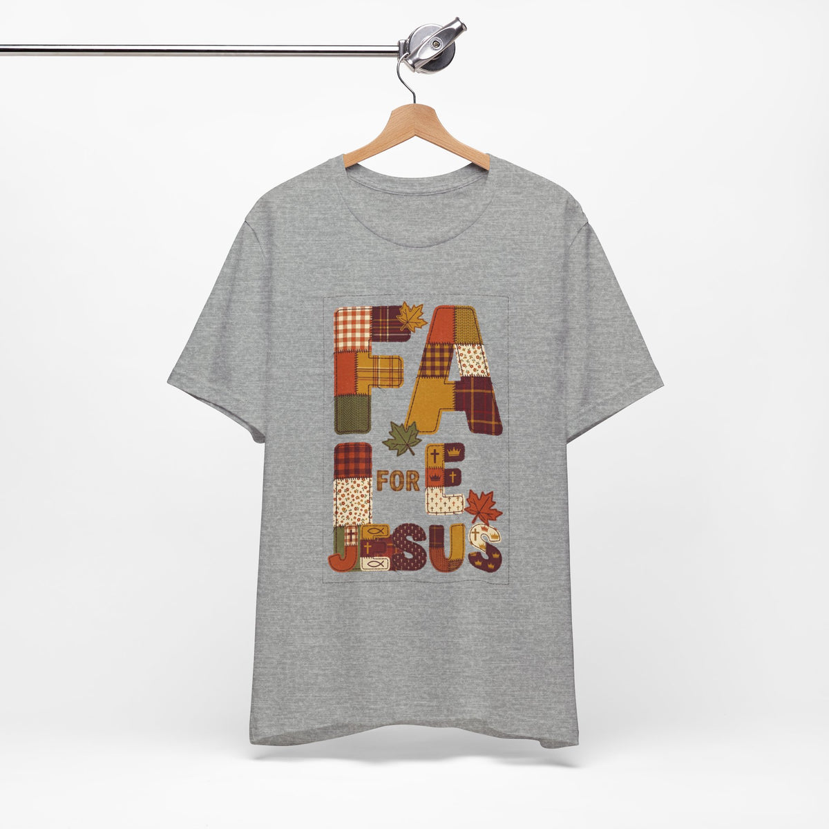 Fall Patchwork "Fall for Jesus" Tee | Thanksgiving, Autumn Leaves