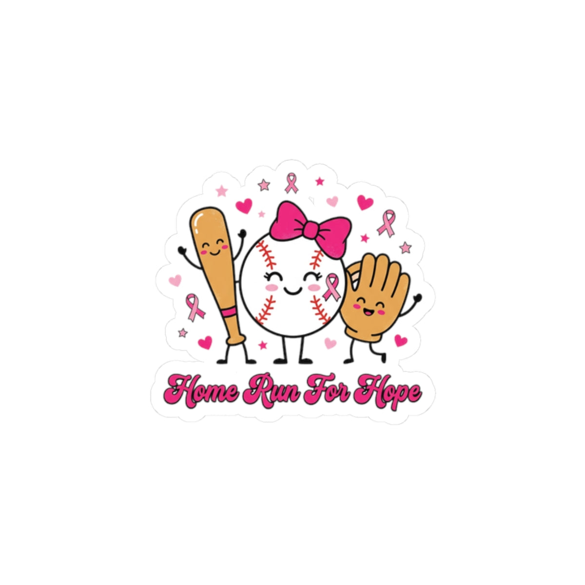 Home Run For Hope Sticker | Breast Cancer Awareness, Pink Ribbon Baseball