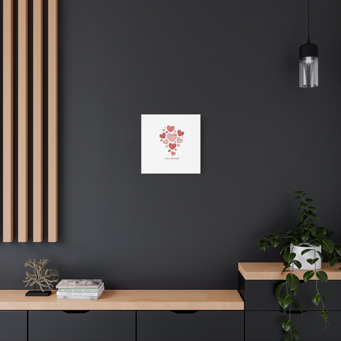 Love Yourself Canvas Wall Art — Watercolor Hearts Inspirational Home Decor