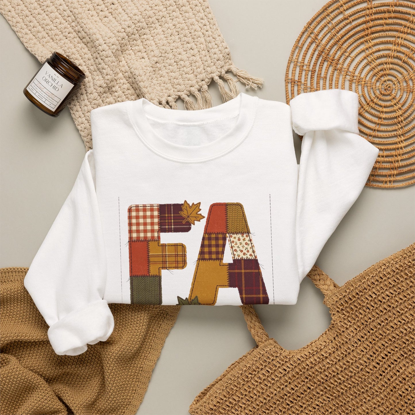Fall Patchwork "Fae for Jesus" Crewneck Sweatshirt | Thanksgiving Harvest
