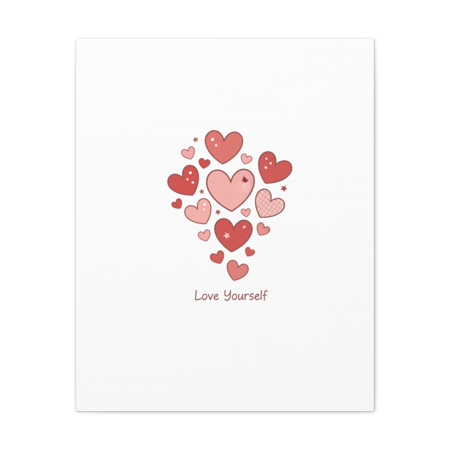 Love Yourself Canvas Wall Art — Watercolor Hearts Inspirational Home Decor