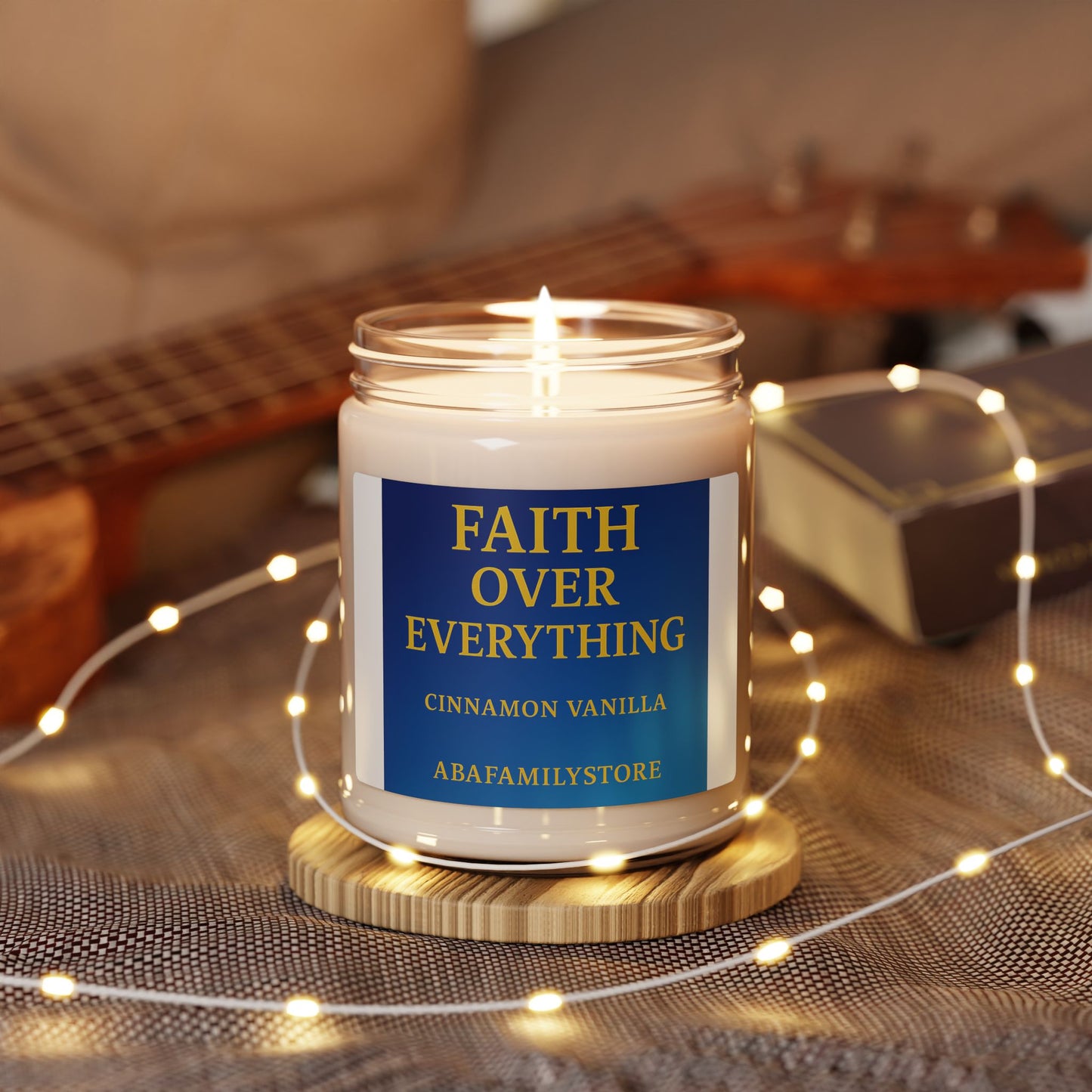 Faith Over Everything Cinnamon Vanilla Soy Candle — 9 oz Inspirational Scented Candle