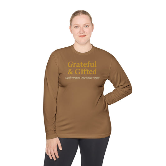 Grateful & Gifted Long Sleeve Tee | Inspirational Gift, Unisex Shirt, Perfect for Celebrations, Casual Wear, Thoughtful Present