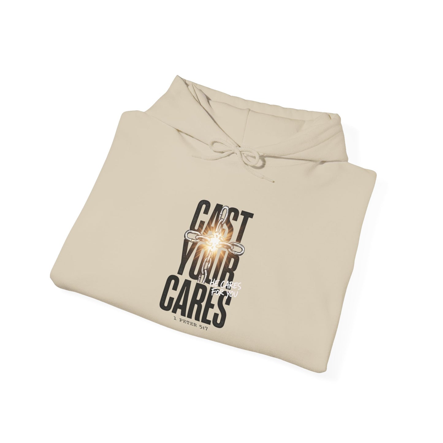 Cast Your Cares Hoodie | Christian Streetwear, Scripture Distressed Typography