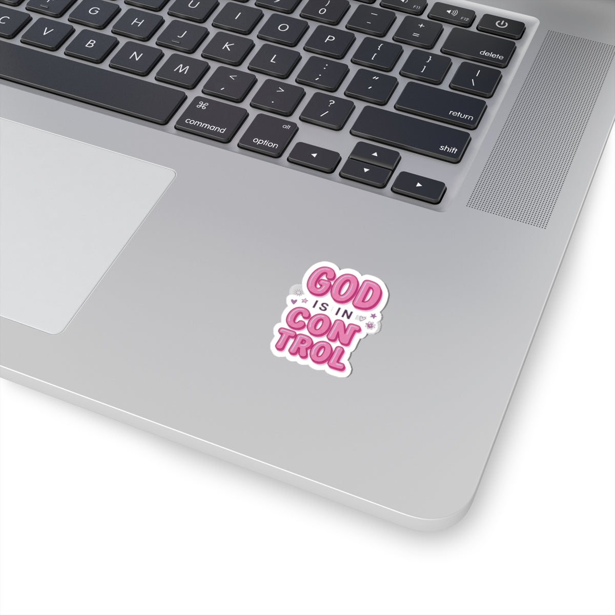 God Is In Control Sticker | Christian faith, playful rainbow script