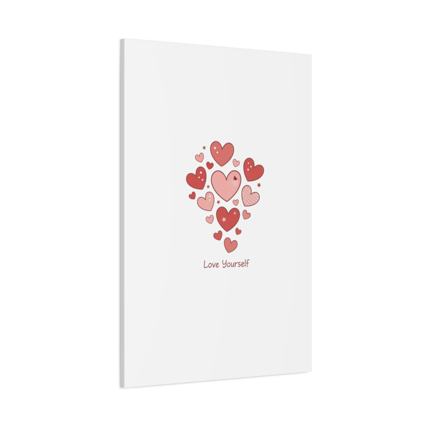 Love Yourself Canvas Wall Art — Watercolor Hearts Inspirational Home Decor