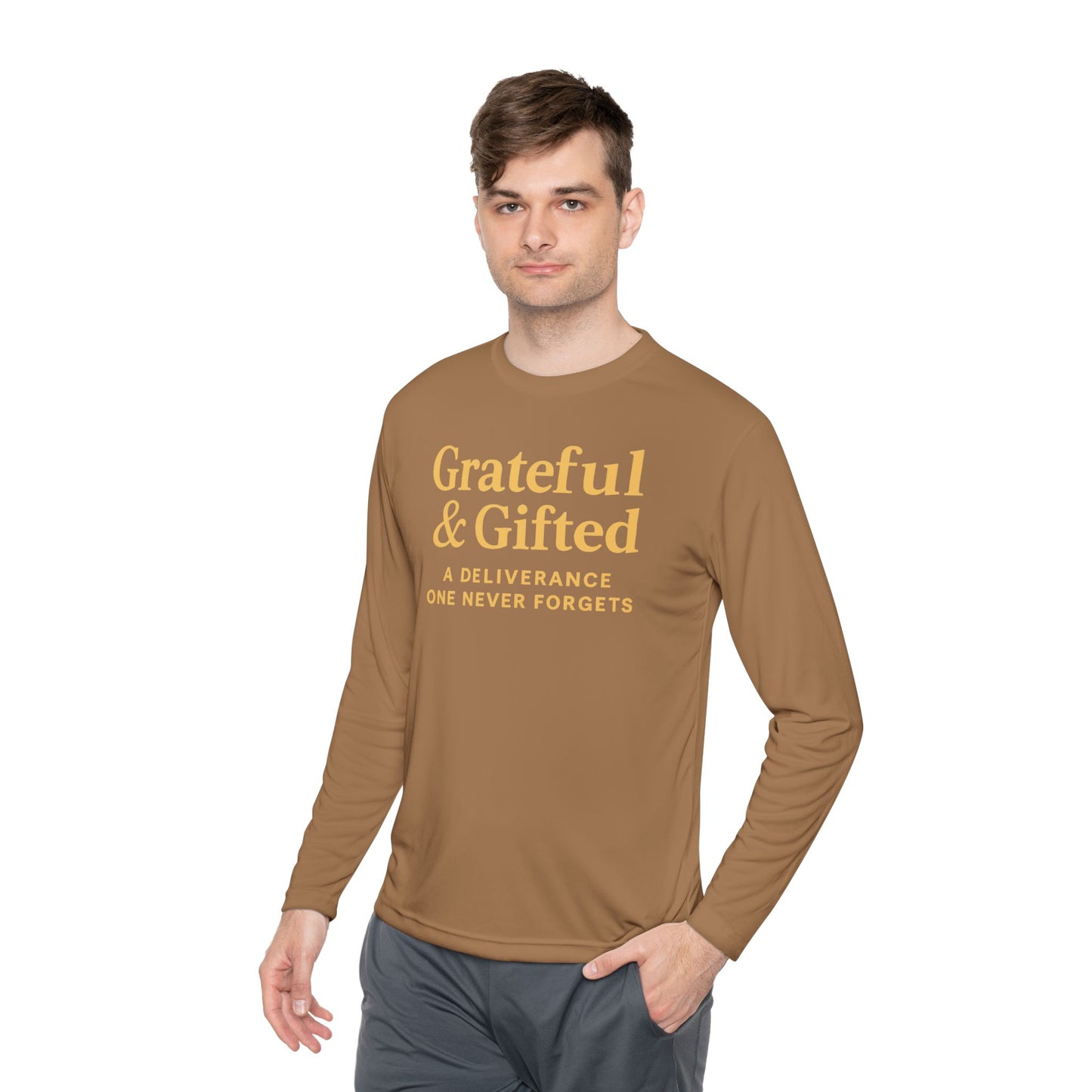Grateful & Gifted Long Sleeve Tee | Inspirational Gift, Unisex Shirt, Perfect for Celebrations, Casual Wear, Thoughtful Present