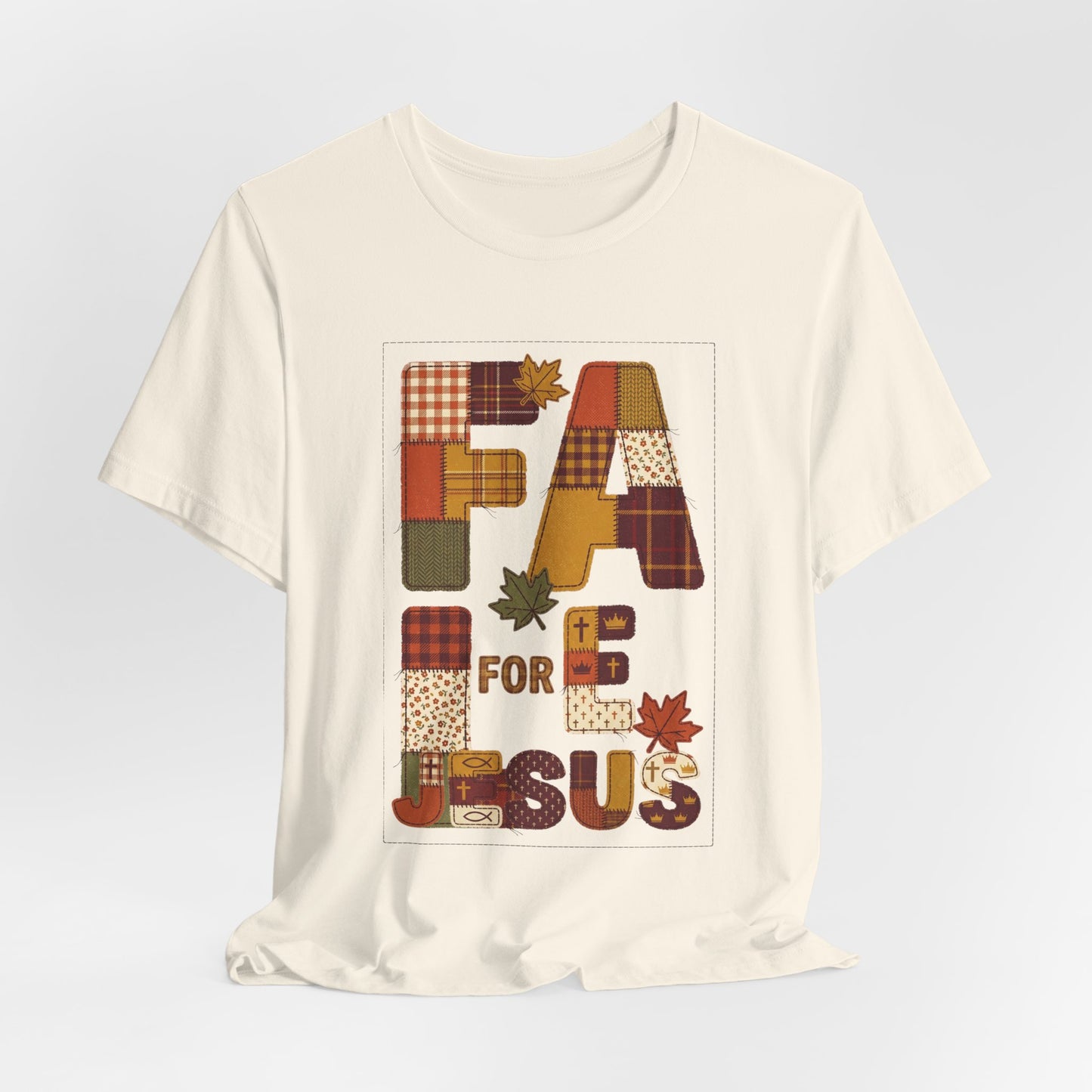 Fall Patchwork "Fall for Jesus" Tee | Thanksgiving, Autumn Leaves