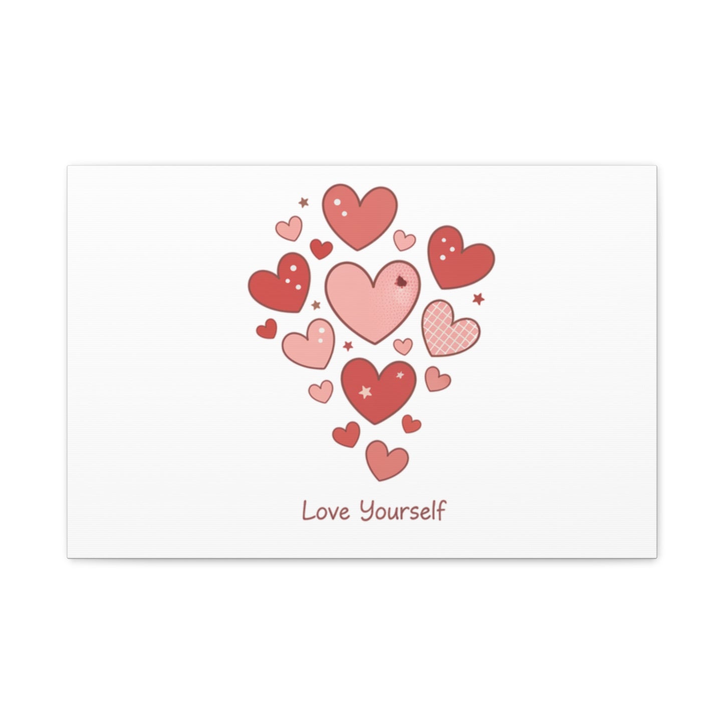 Love Yourself Canvas Wall Art — Watercolor Hearts Inspirational Home Decor