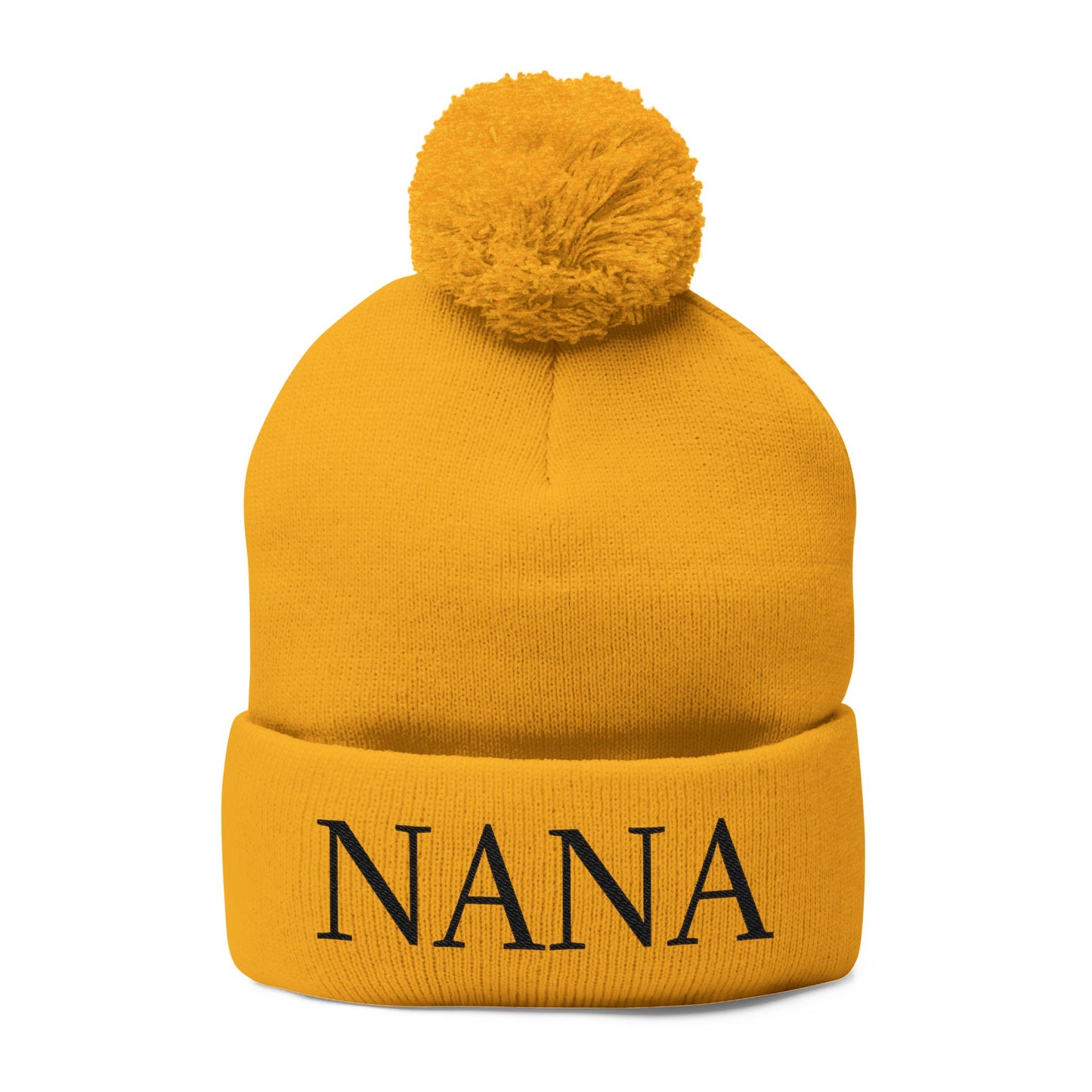 Nana Embroidered Pom-Pom Beanie – Cozy Knit Winter Hat, Ideal Grandma Gift