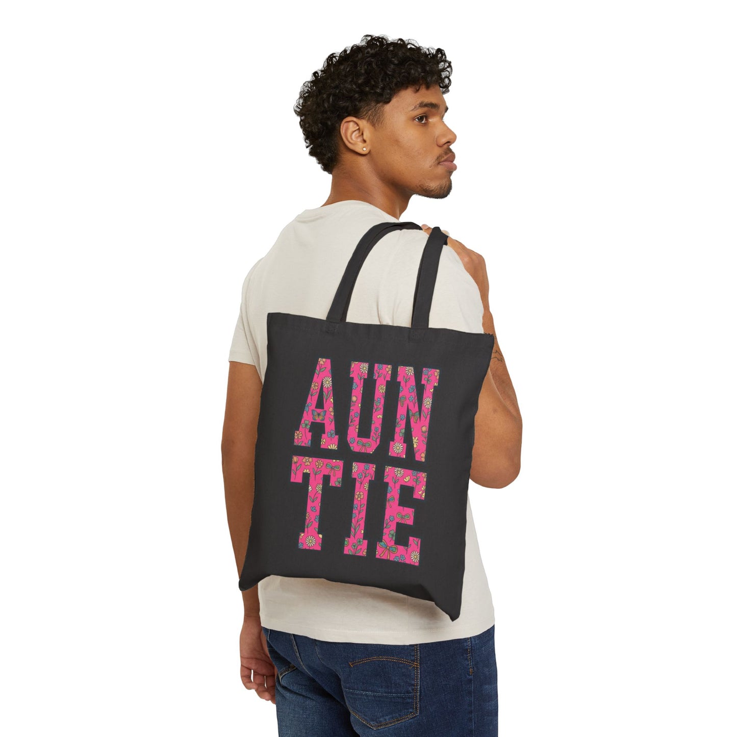 Auntie varsity block print Tote | Auntie canvas bag, family identity