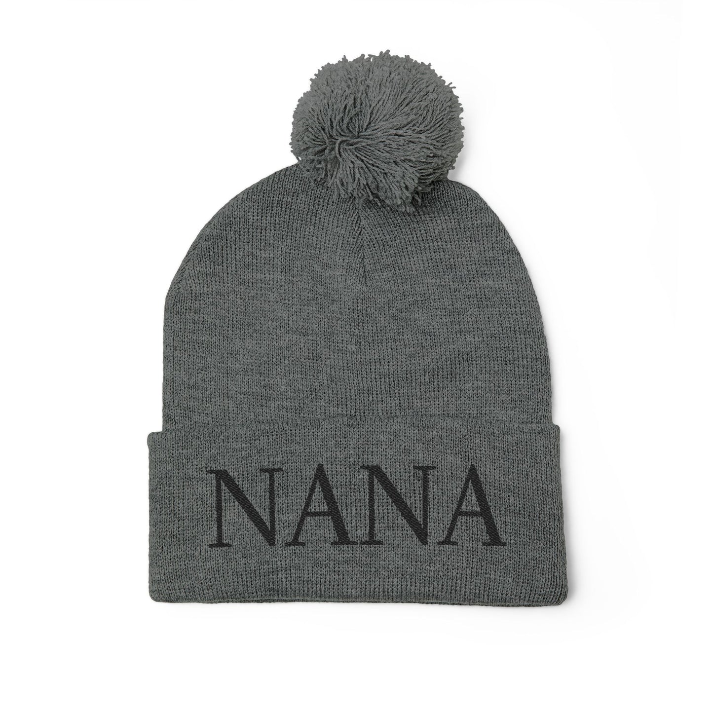 Nana Embroidered Pom-Pom Beanie – Cozy Knit Winter Hat, Ideal Grandma Gift