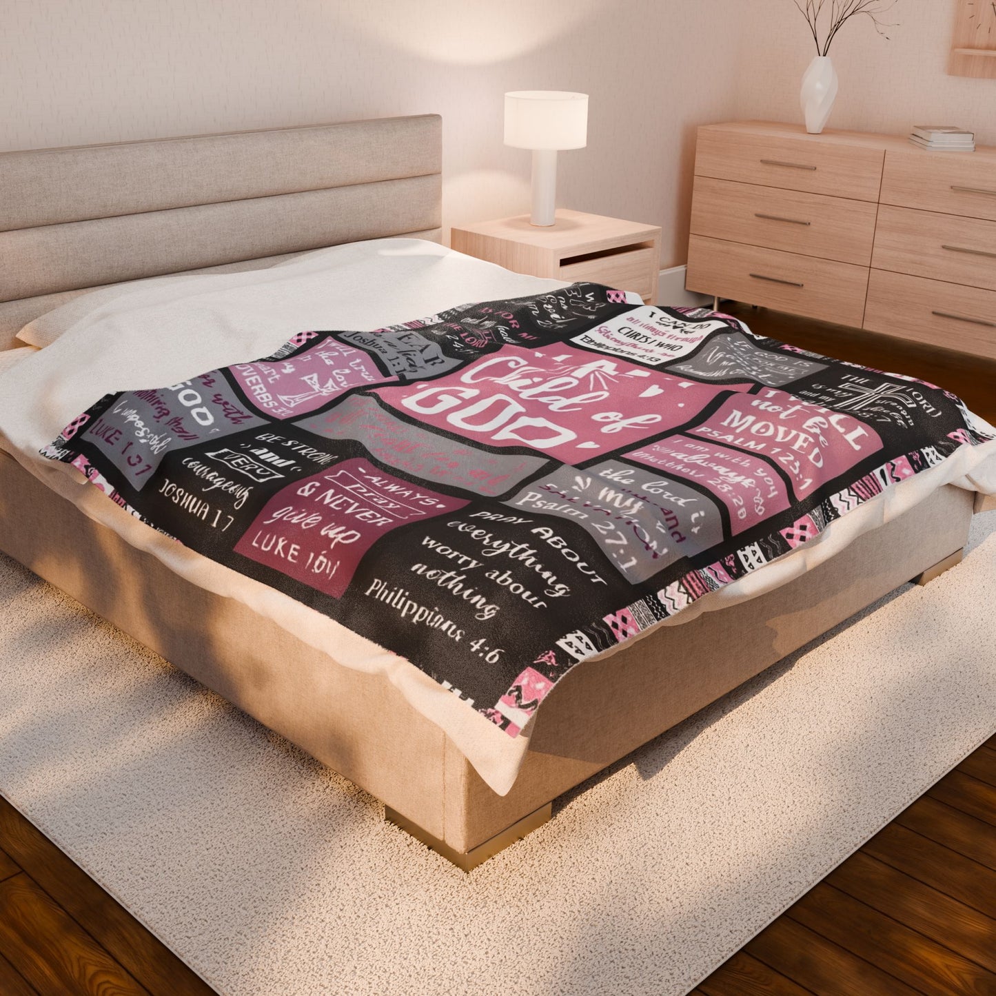 Child of God Velveteen Plush Blanket — Inspirational Christian Scripture Throw