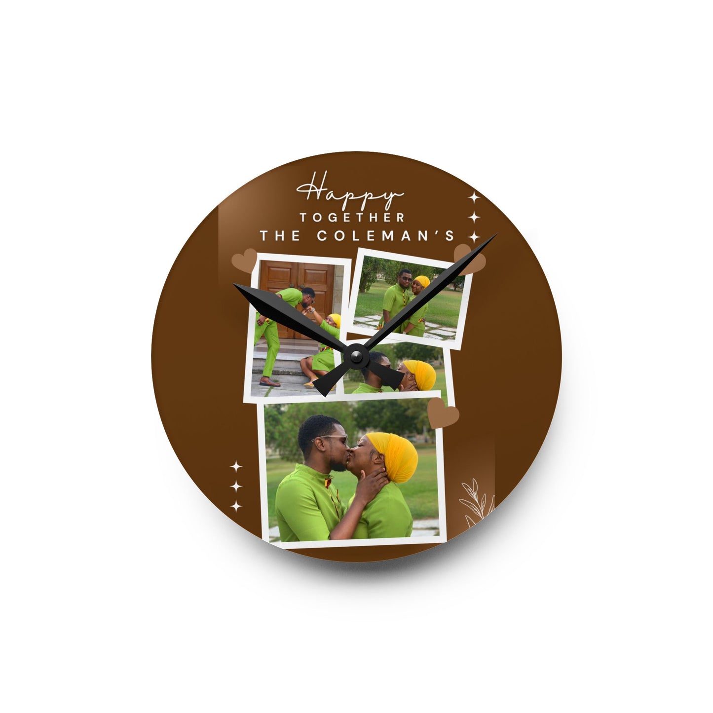 Acrylic Wall Clock — Personalized Photo Collage "Happy Together" Family Clock
