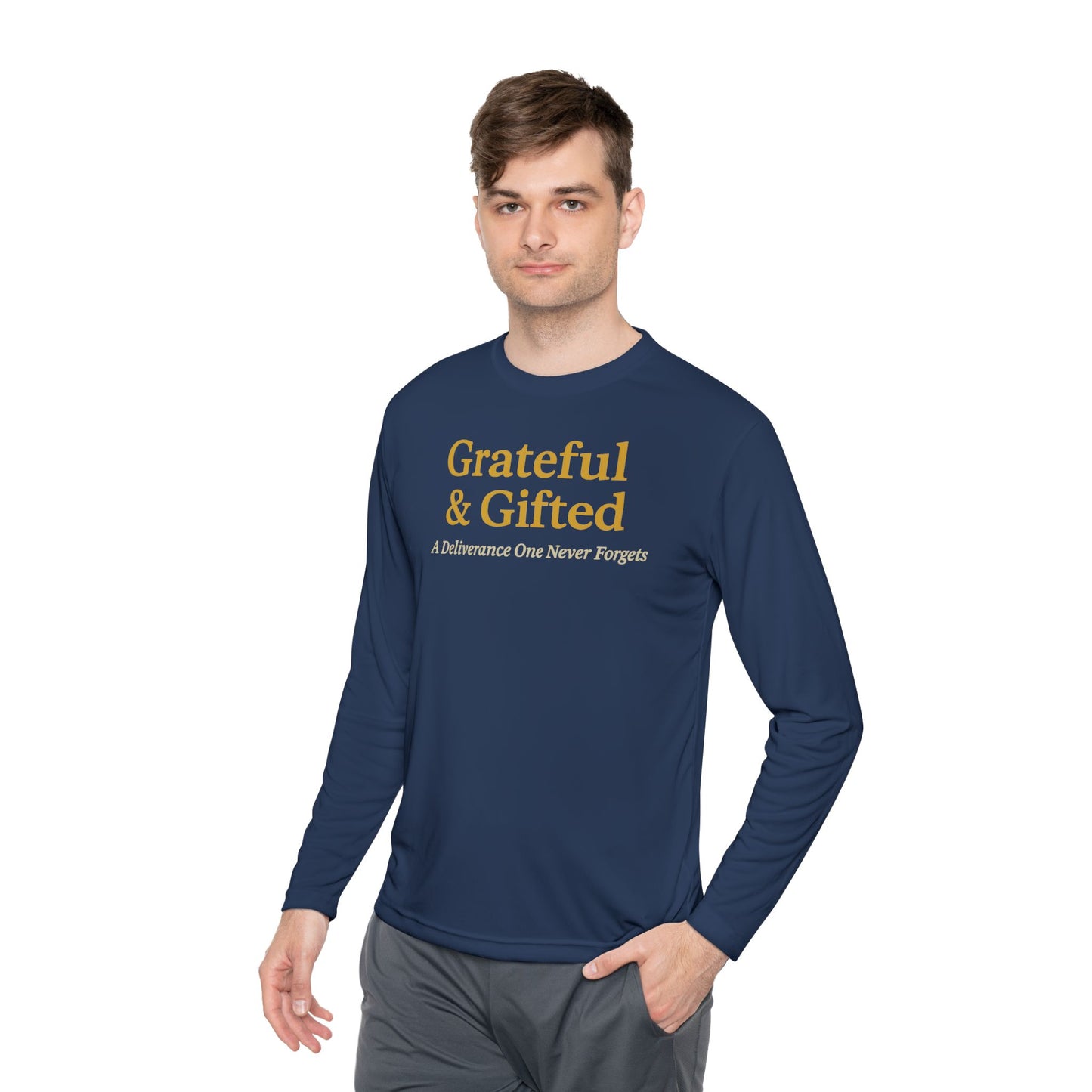 Grateful & Gifted Long Sleeve Tee | Inspirational Gift, Unisex Shirt, Perfect for Celebrations, Casual Wear, Thoughtful Present
