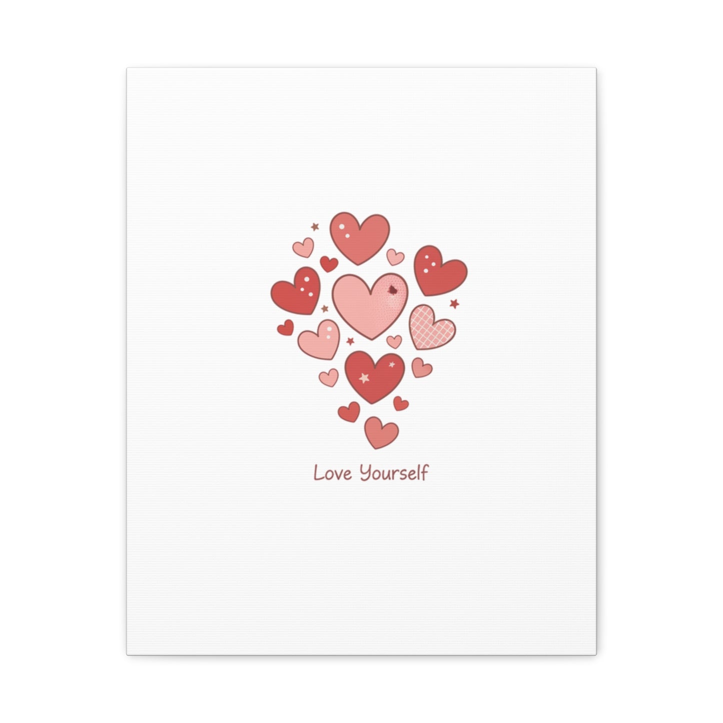 Love Yourself Canvas Wall Art — Watercolor Hearts Inspirational Home Decor