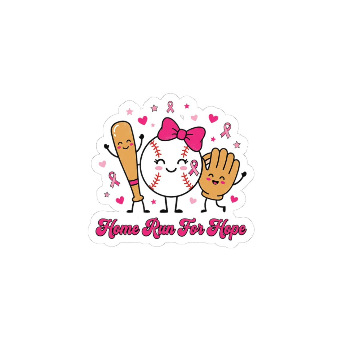 Home Run For Hope Sticker | Breast Cancer Awareness, Pink Ribbon Baseball