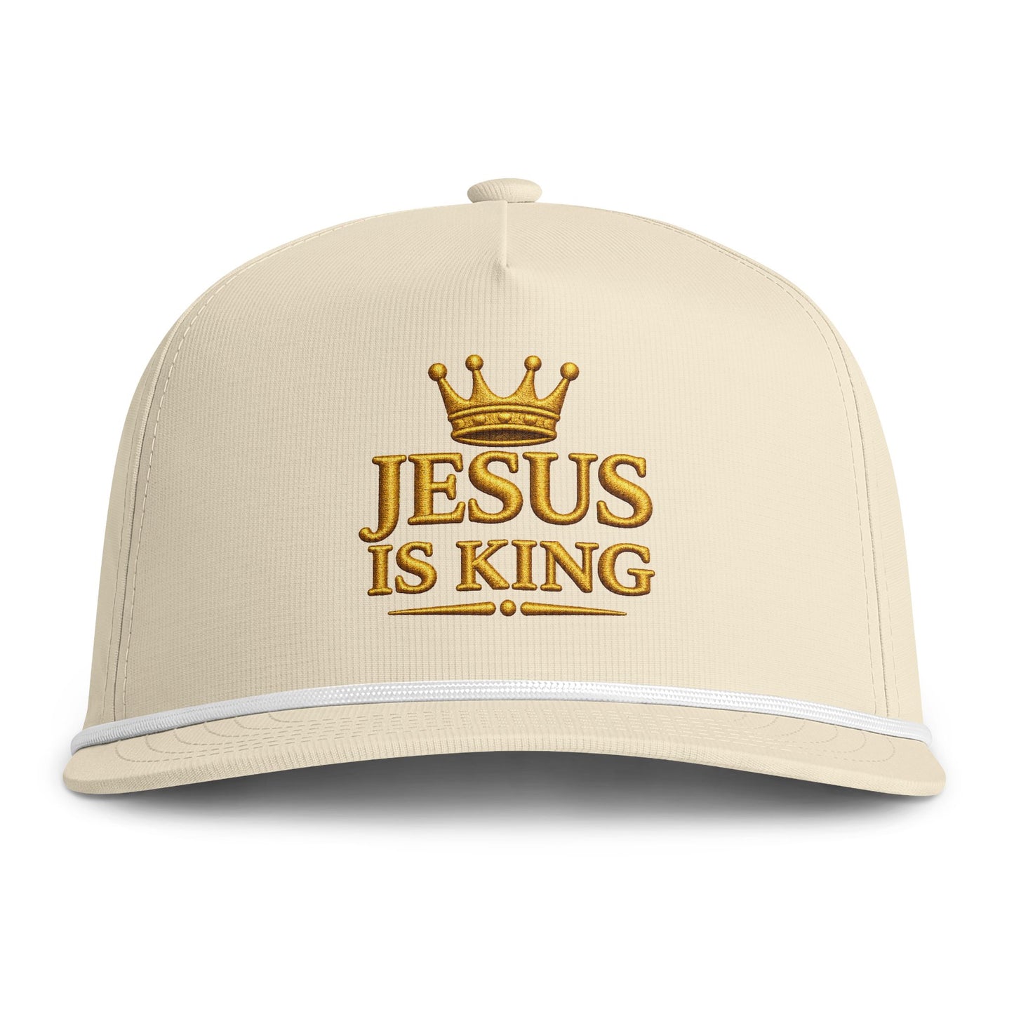 Jesus Is King Rope Cap — Embroidered Crown Christian Baseball Hat
