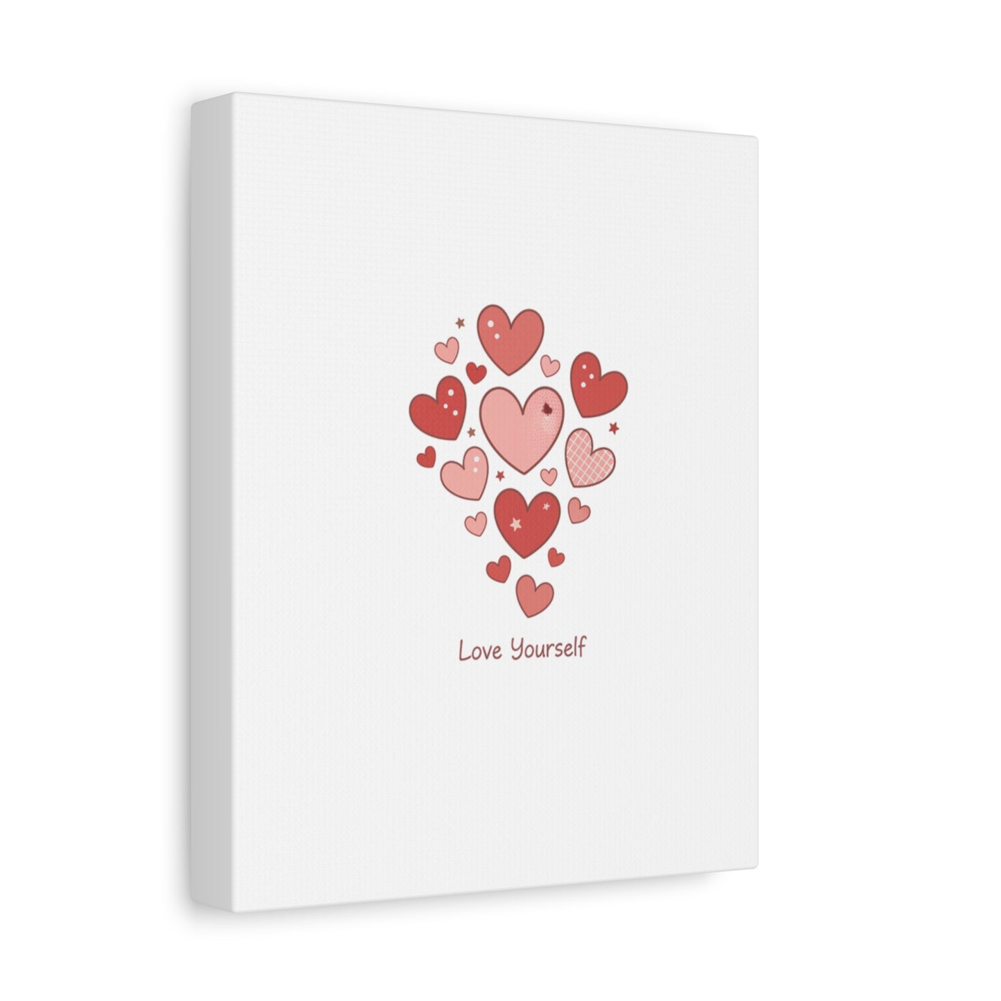 Love Yourself Canvas Wall Art — Watercolor Hearts Inspirational Home Decor