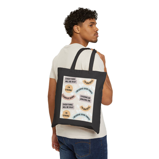 Inspirational Cotton Canvas Tote Bag for Daily Use, Motivational Gift, Reusable Shopping Bag, Affirmation Tote, Eco-Friendly Bag