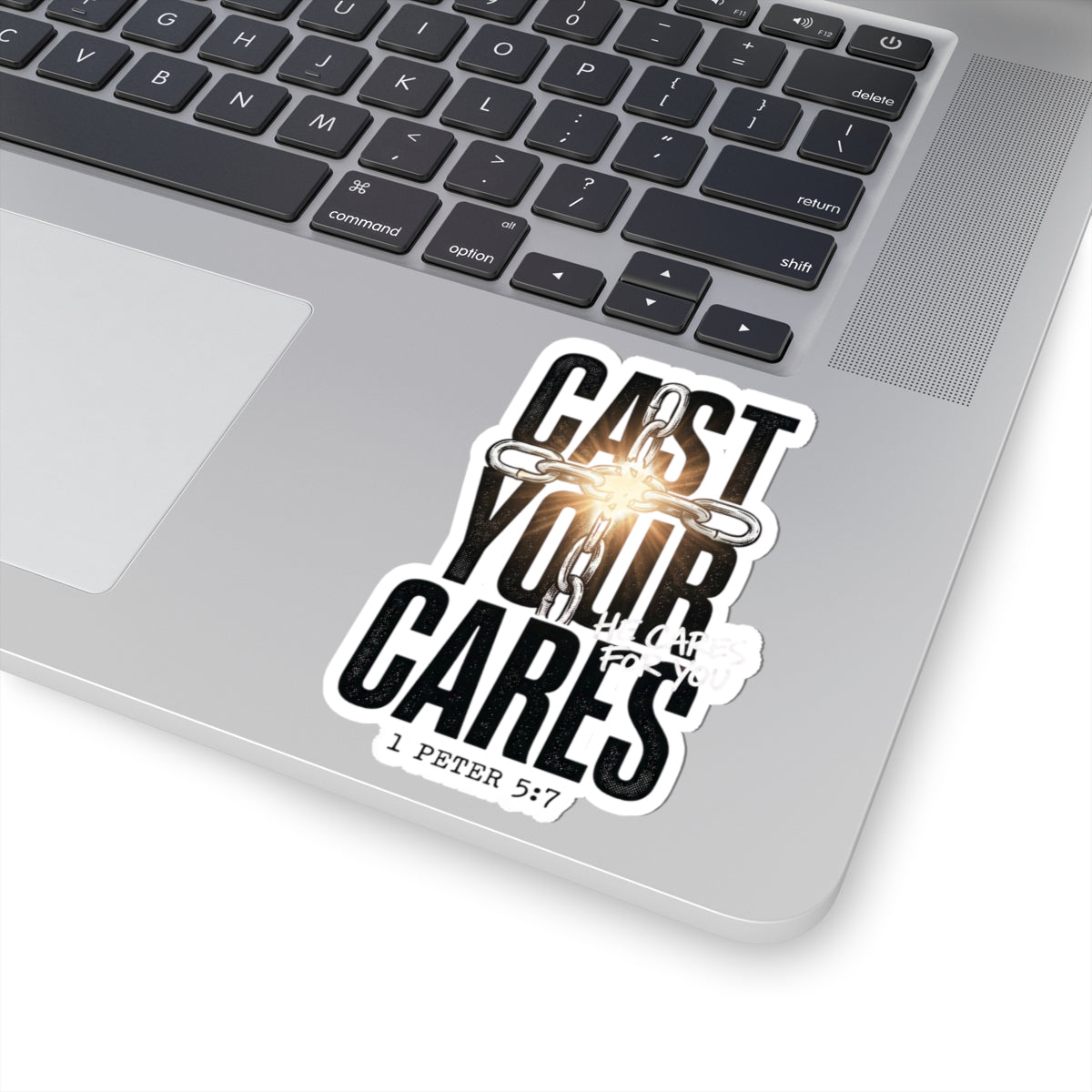Cast Your Cares Sticker | Christian Streetwear, Scripture 1 Peter 5:7