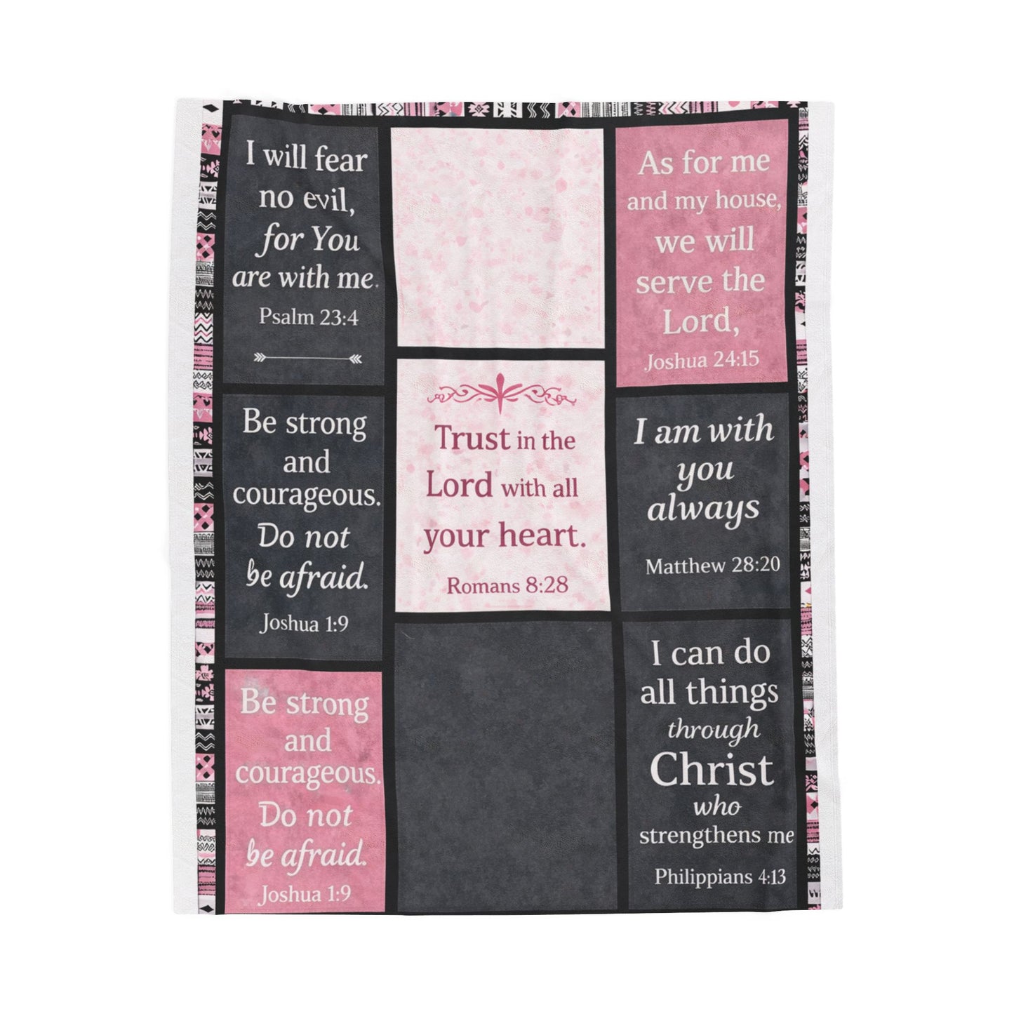 Inspirational Scripture Velveteen Plush Blanket — Christian Bible Verse Throw (Psalm, Joshua, Romans, Matthew, Philippians)