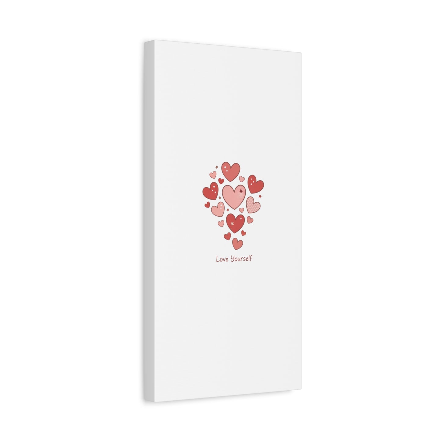 Love Yourself Canvas Wall Art — Watercolor Hearts Inspirational Home Decor