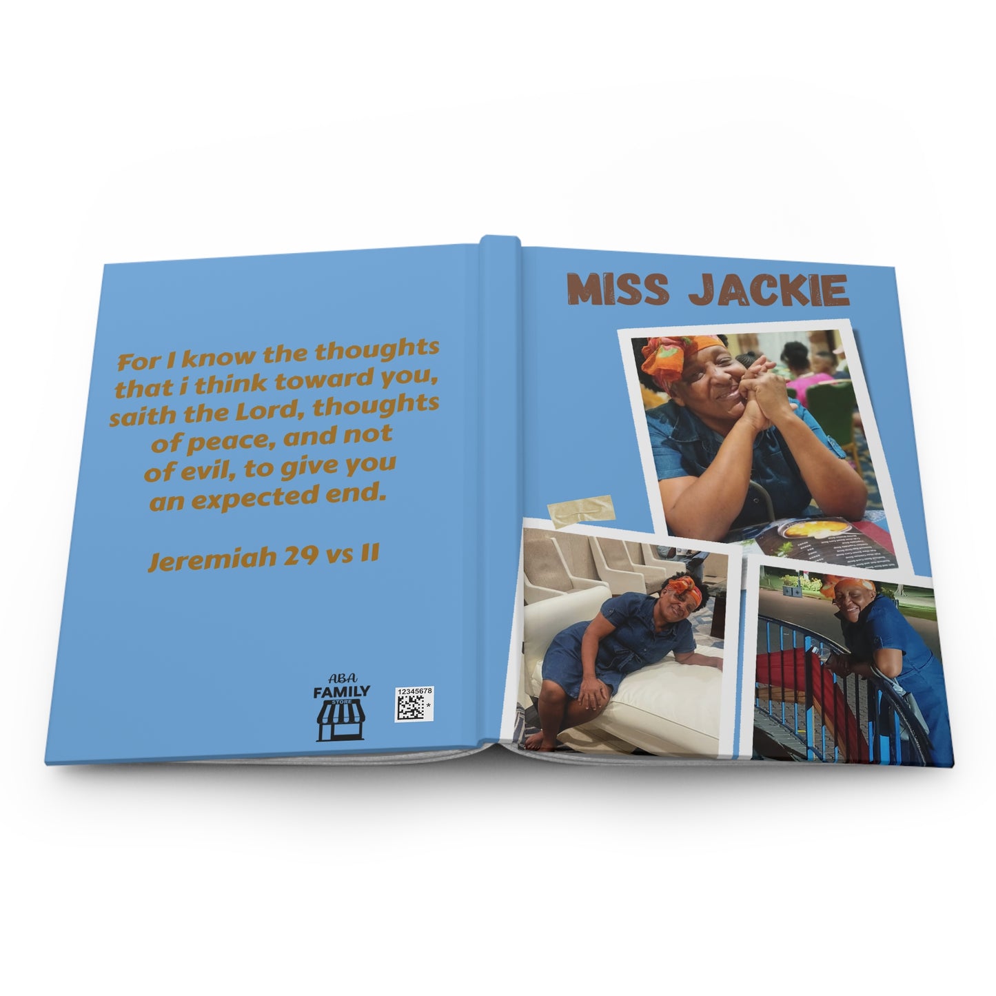 Hardcover Journal — Personalized Memorial Photo Journal with 'Miss Jackie' & Jeremiah 29:11