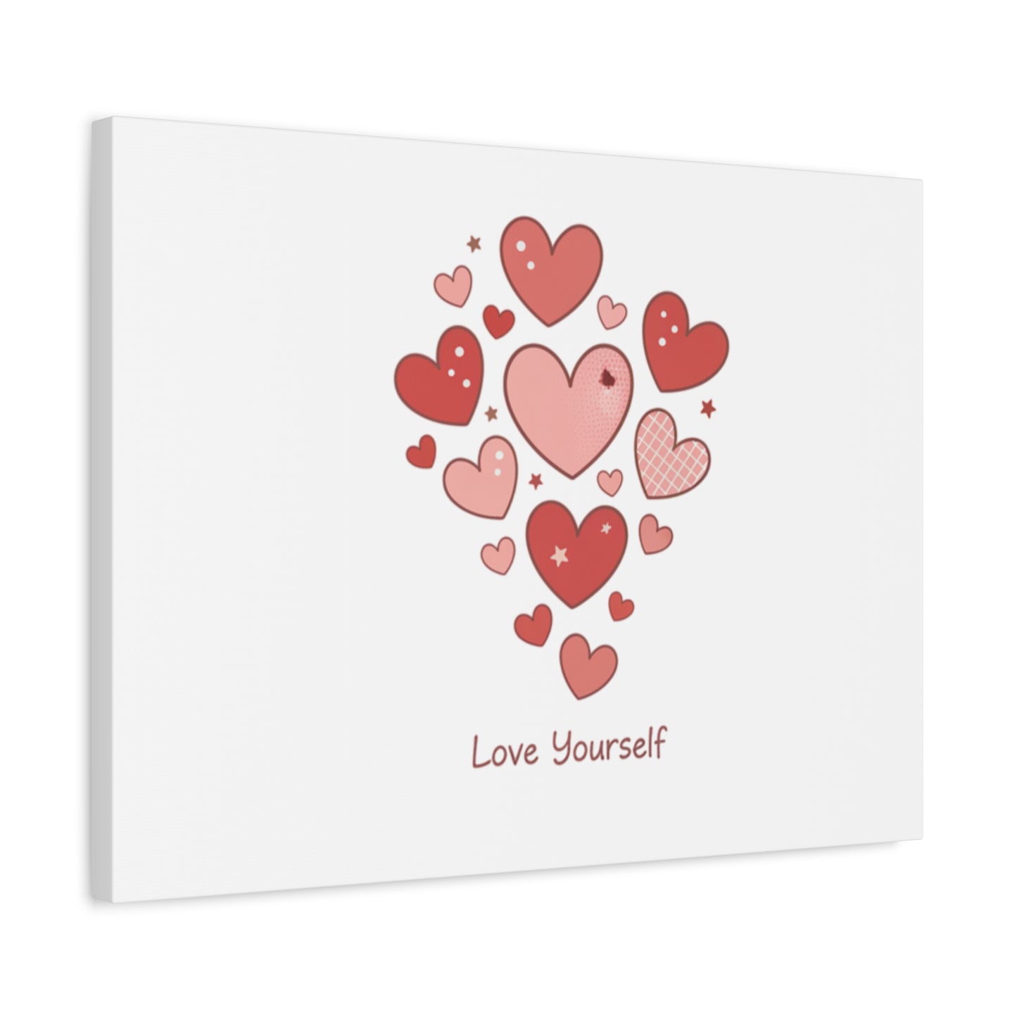 Love Yourself Canvas Wall Art — Watercolor Hearts Inspirational Home Decor