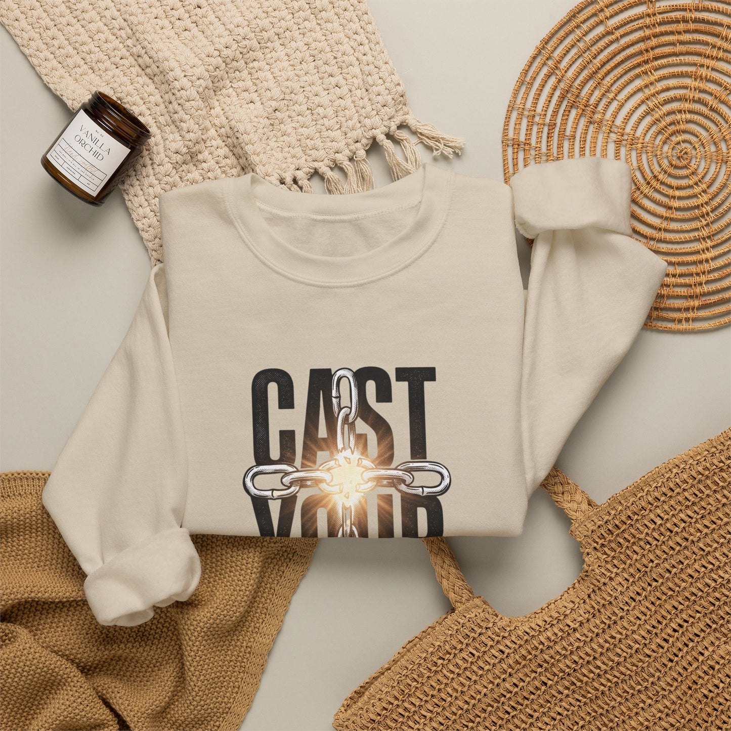 Cast Your Cares Sweatshirt | Christian Streetwear, Scripture Graphic