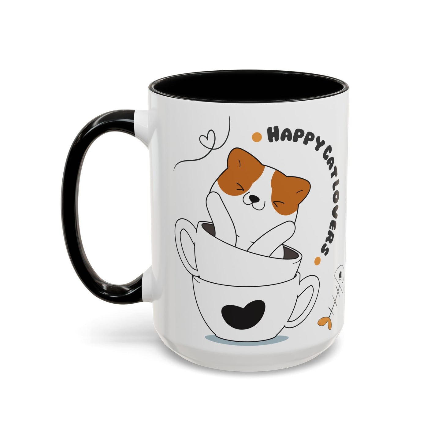 Whimsical Cat Lovers Coffee Mug | Cute Cat Decor, Gift for Pet Owners, Fun Design, Coffee Lover's Gift, Black Accent Mug