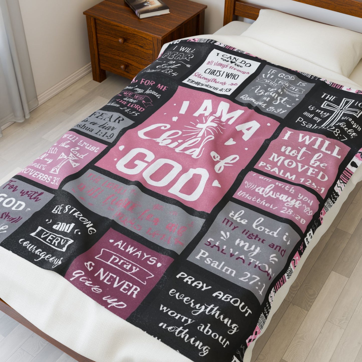 Child of God Velveteen Plush Blanket — Inspirational Christian Scripture Throw
