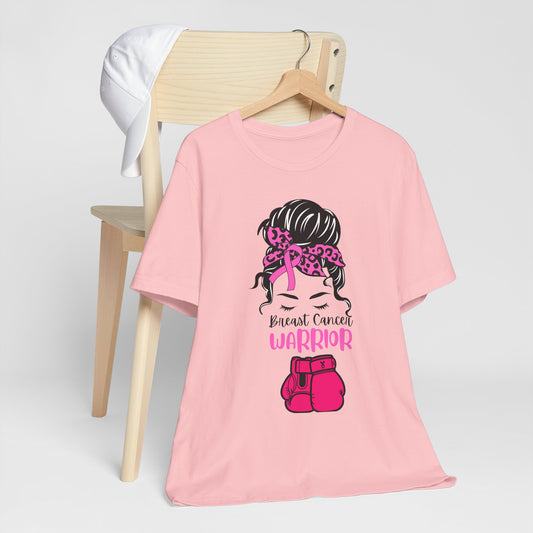 Breast Cancer Warrior Tee - Unisex Jersey Short Sleeve Shirt, Awareness Apparel, Support Gift, Motivational T-Shirt, Pink Ribbon Outfit