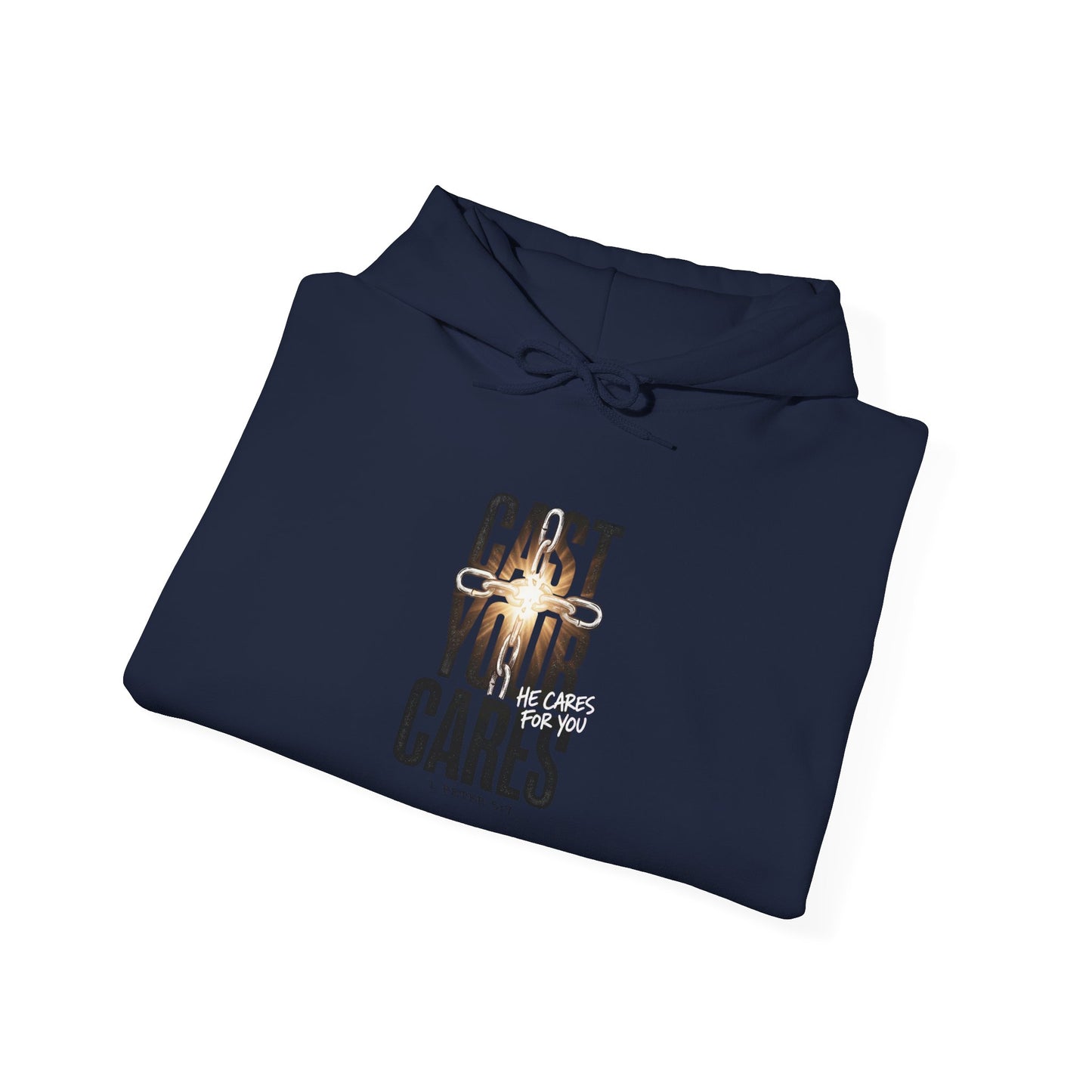 Cast Your Cares Hoodie | Christian Streetwear, Scripture Distressed Typography
